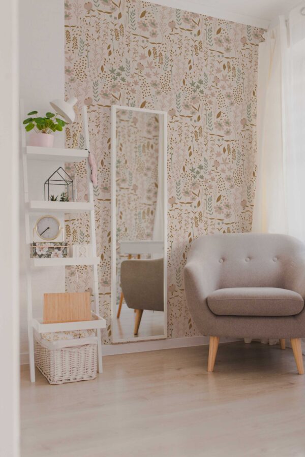 Fancy Walls traditional wallpaper in beige hygge floral motif