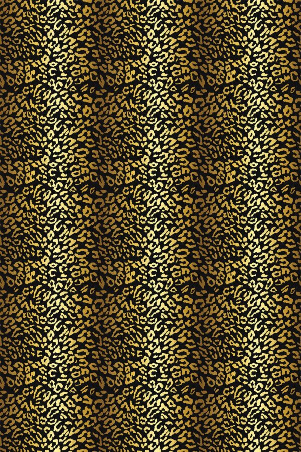 Fancy Walls gold leopard print peel and stick wallpaper on black background