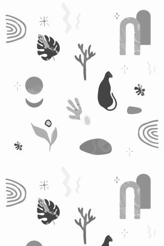 Pattern repeat of Black and white boho removable wallpaper design