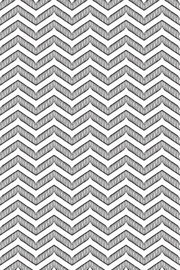 Pattern repeat of Black and white chevron removable wallpaper design