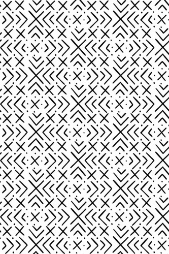 Pattern repeat of Black and white ethnic removable wallpaper design