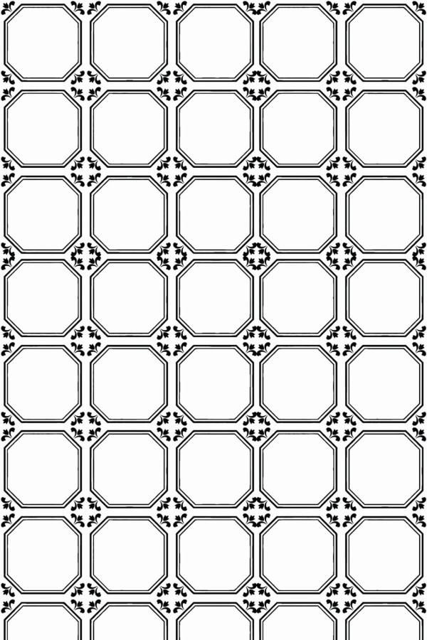 Pattern repeat of Black and white faux tile removable wallpaper design
