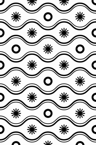Pattern repeat of Black and white geometric retro removable wallpaper design
