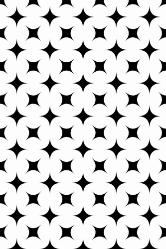 Pattern repeat of Black and white geometric stars removable wallpaper design