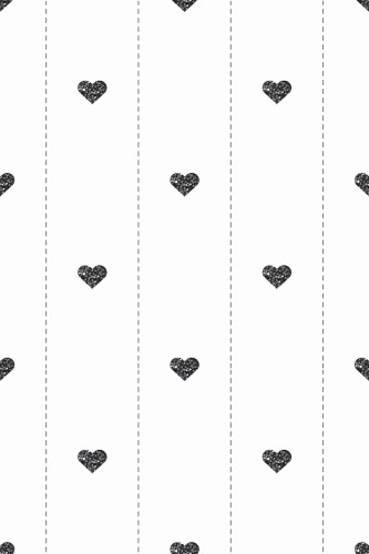Pattern repeat of Black and white heart removable wallpaper design