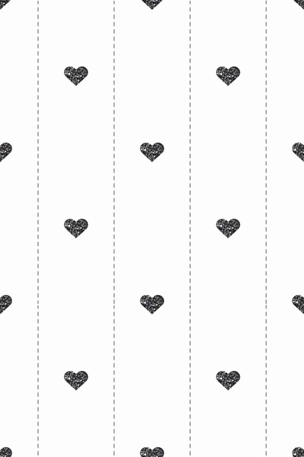Pattern repeat of Black and white heart removable wallpaper design