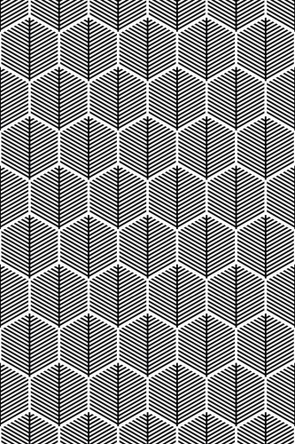 Pattern repeat of Black and white hexagon removable wallpaper design