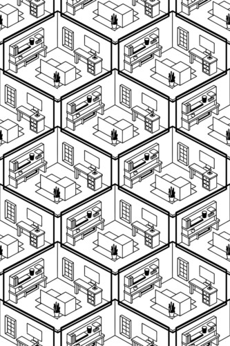 Fancy Walls removable wallpaper with eclectic isometric rooms