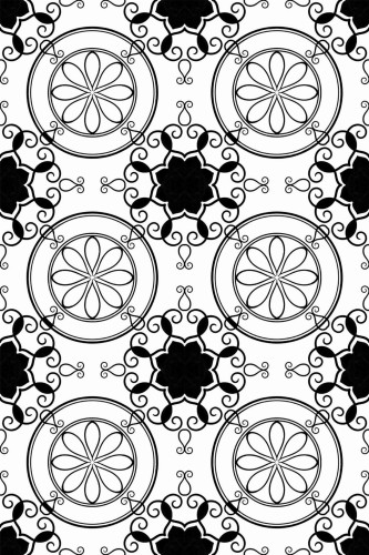Pattern repeat of Black and white ornament removable wallpaper design