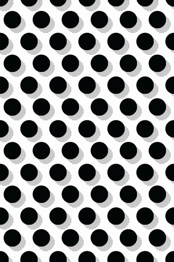 Pattern repeat of Black and white retro dots removable wallpaper design