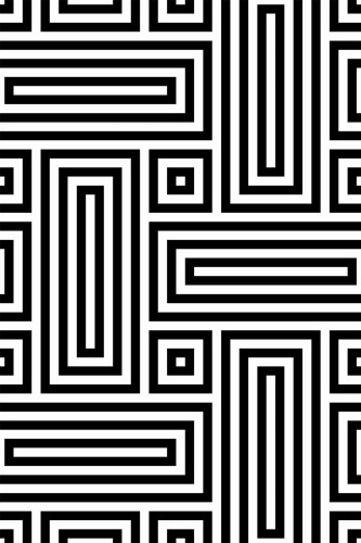 Pattern repeat of Black and white retro geometric removable wallpaper design