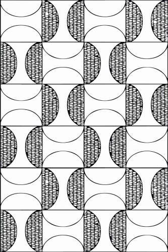 Pattern repeat of Black and white retro removable wallpaper design