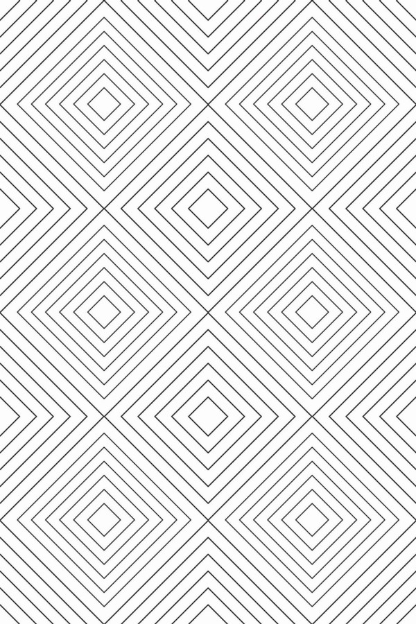 Pattern repeat of Black and white seamless geometric removable wallpaper design