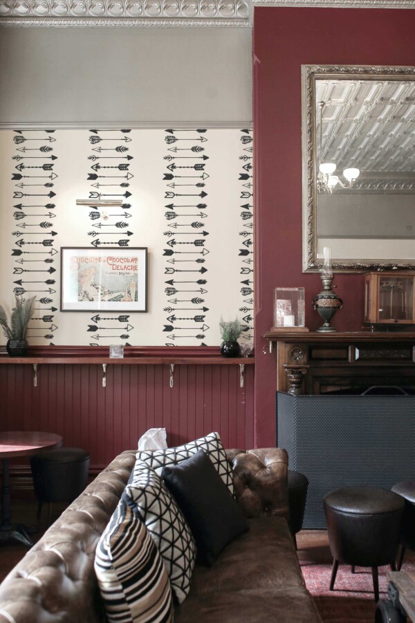Fancy Walls peel and stick wallpaper with drawn black and white arrows