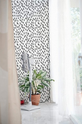 Minimal style living room decorated with Black small Brush stroke peel and stick wallpaper