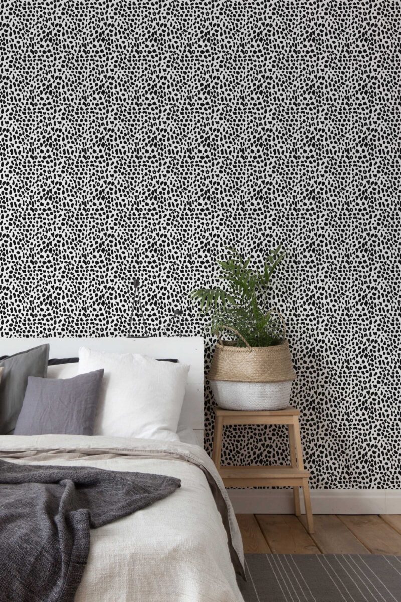 Cute animal print removable wallpaper from Fancy Walls. Tiny Cheetah Dots peel and stick or non-pasted eclectic wallpaper