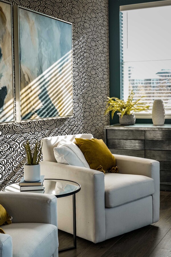 Fancy Walls removable wallpaper in optical overlapping circle design