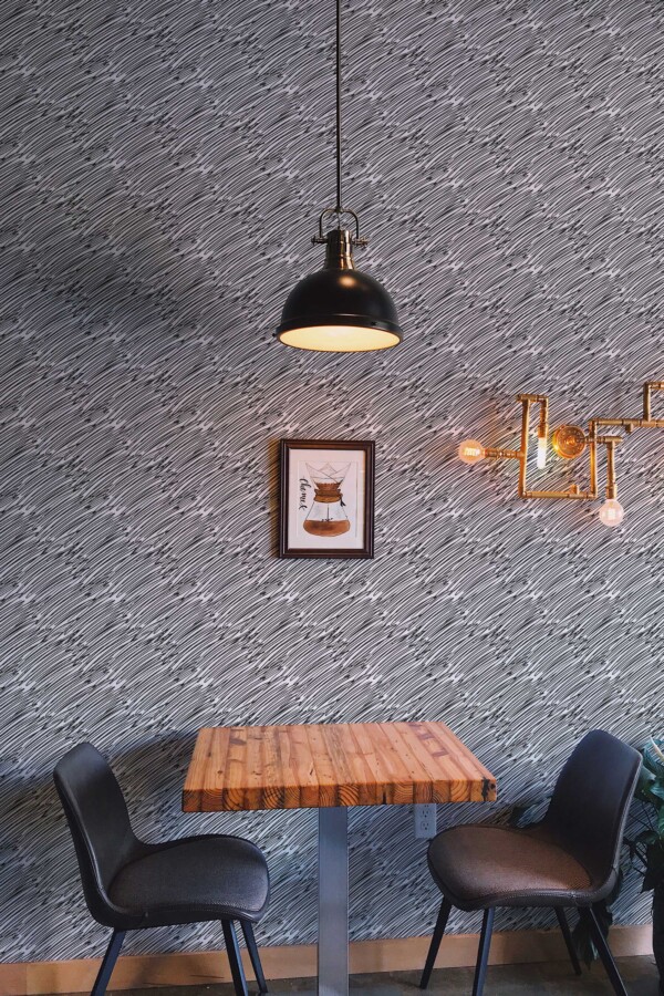 Self-adhesive wallpaper in black and white abstract brush design by Fancy Walls
