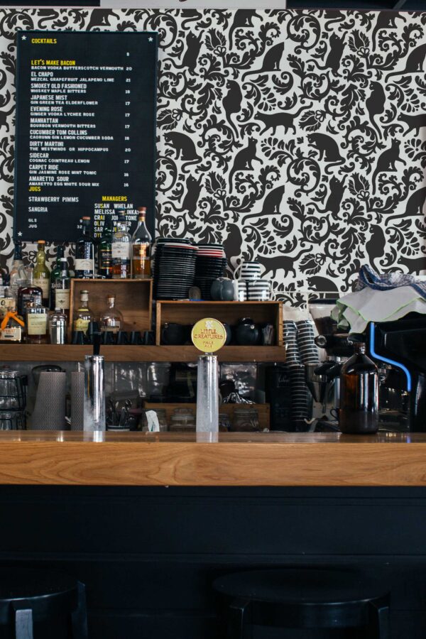 Self-adhesive wallpaper featuring cat pattern by Fancy Walls