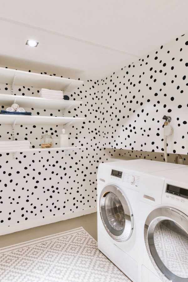 Fancy Walls self-adhesive wallpaper with modern dalmatian dot pattern