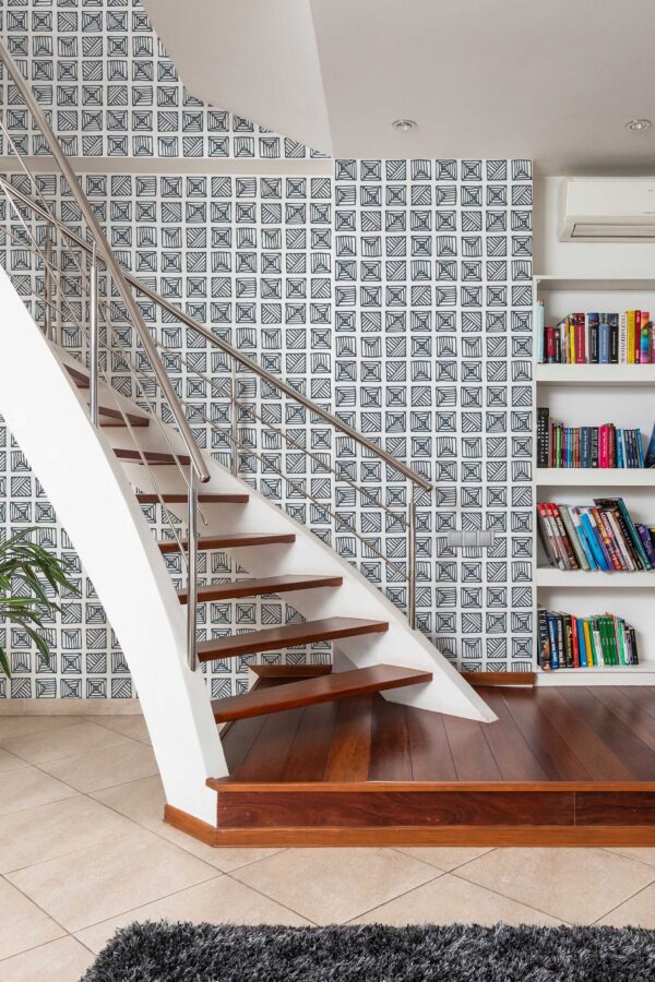 Fancy Walls removable wallpaper featuring bold hand-drawn squares