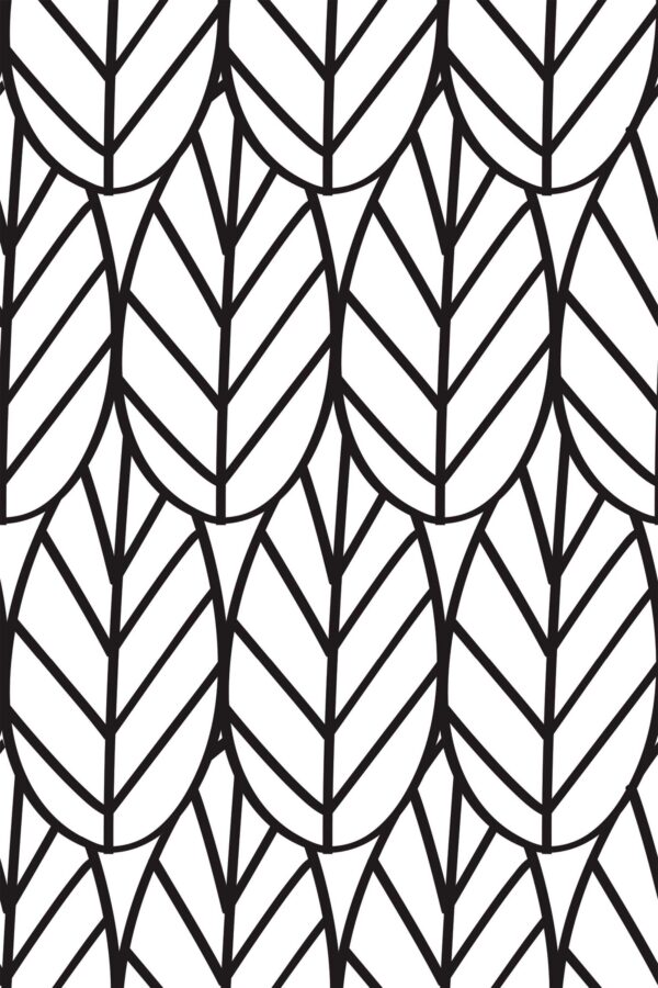Traditional wallpaper by Fancy Walls with clean black and white leaf design