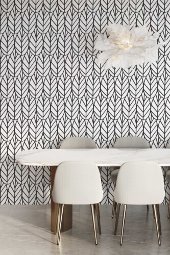 Fancy Walls geometric leaf self-adhesive wallpaper in black and white