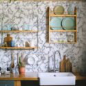 Fancy Walls peel and stick wallpaper with gray marble pattern