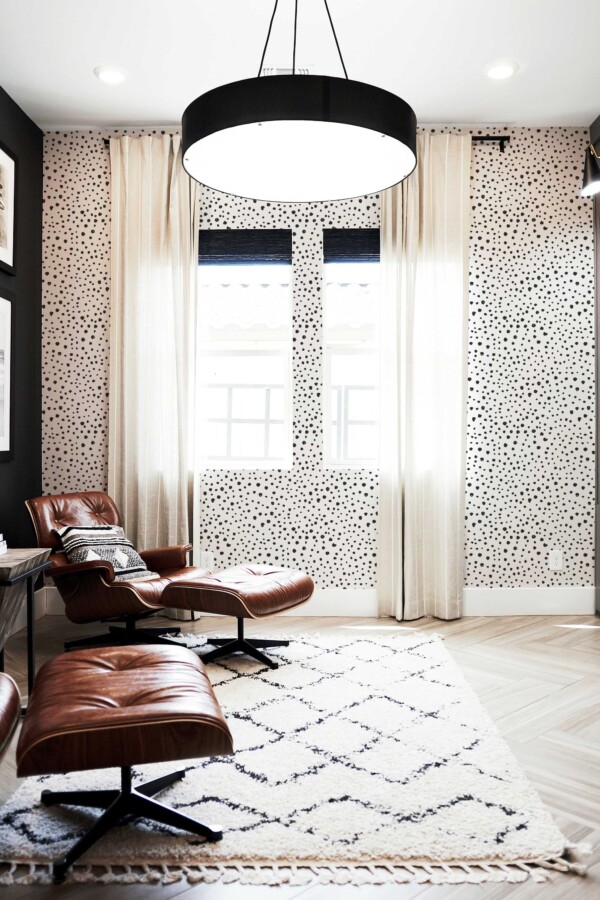 Fancy Walls traditional wallpaper with fun dotted print in black and white