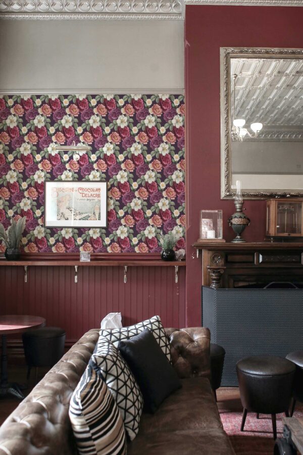 Romantic blooming roses self-adhesive wallpaper by Fancy Walls