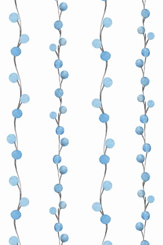 Pattern repeat of Blue and white blueberry removable wallpaper design
