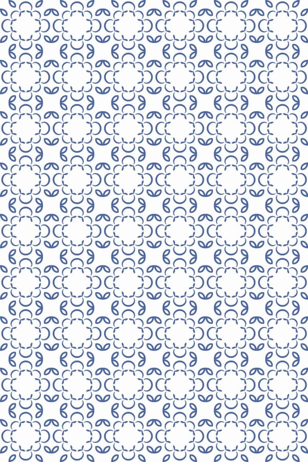 Pattern repeat of Blue and white geometric floral removable wallpaper design