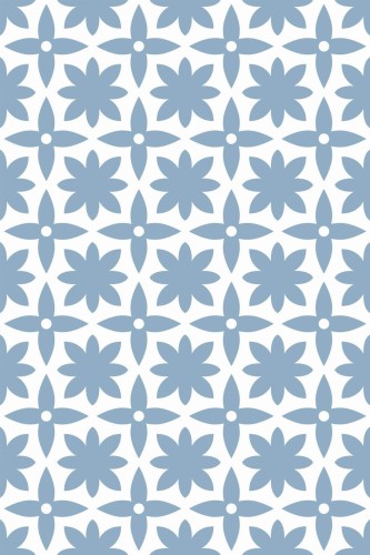 Pattern repeat of Blue and white tile removable wallpaper design