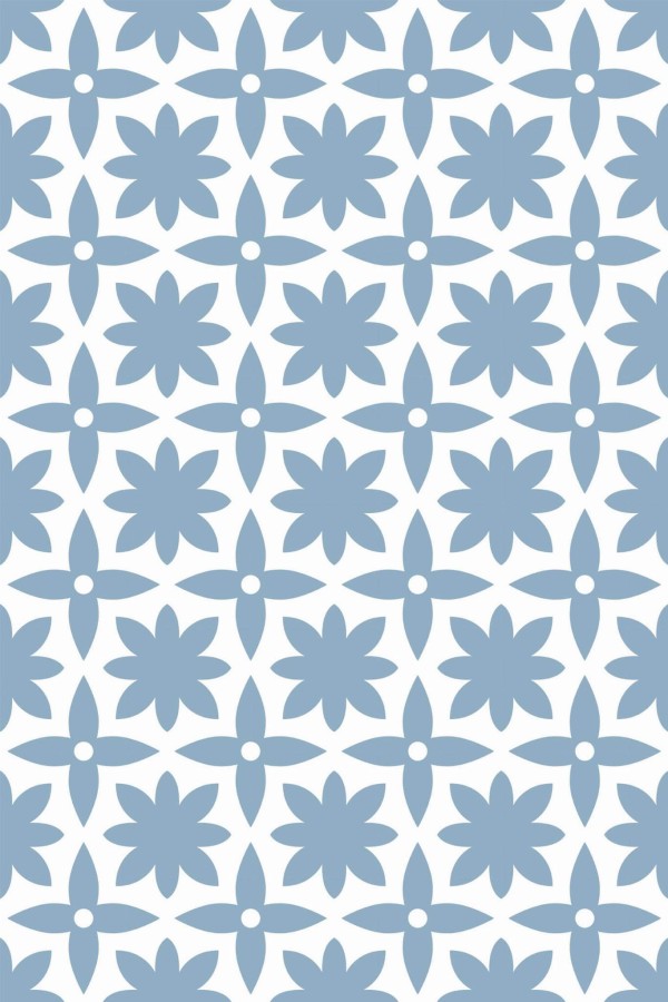 Pattern repeat of Blue and white tile removable wallpaper design