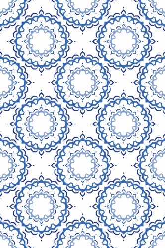 Pattern repeat of Blue Moroccan removable wallpaper design