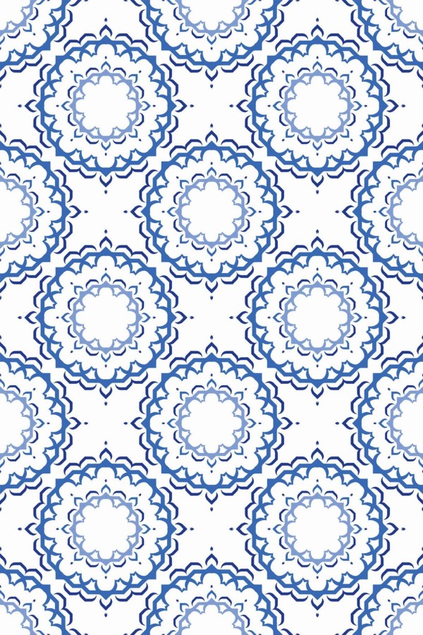 Pattern repeat of Blue Moroccan removable wallpaper design