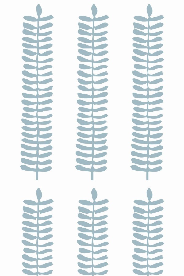 Pattern repeat of Blue scandinavian leaf removable wallpaper design