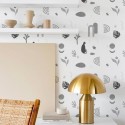 Modern style dining room decorated with Boho abstract drawing peel and stick wallpaper