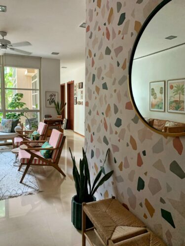 Terrazzo wallpaper in living room