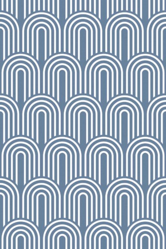 Vintage-inspired traditional wallpaper with geometric blue arch design by Fancy Walls
