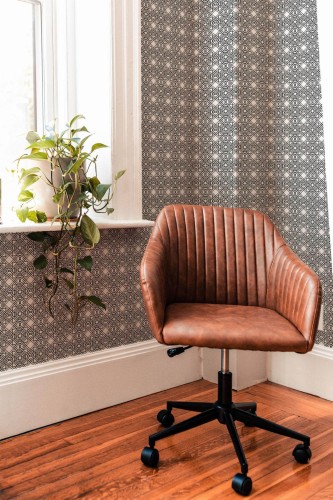 Mid-century modern style living room decorated with Bold Art deco peel and stick wallpaper