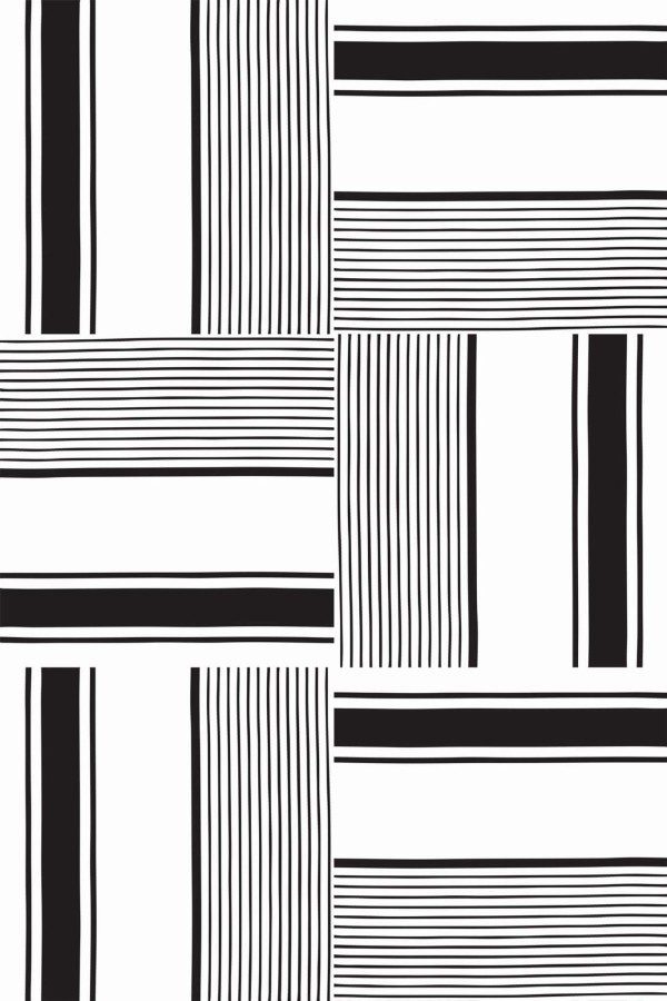 Pattern repeat of Bold black and white removable wallpaper design