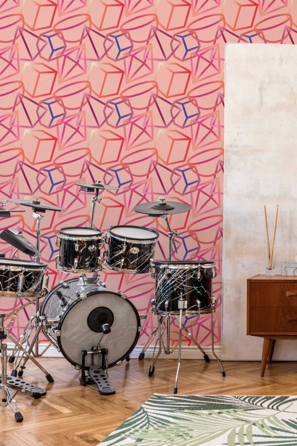Fancy Walls traditional wallpaper in playful peach geometric style