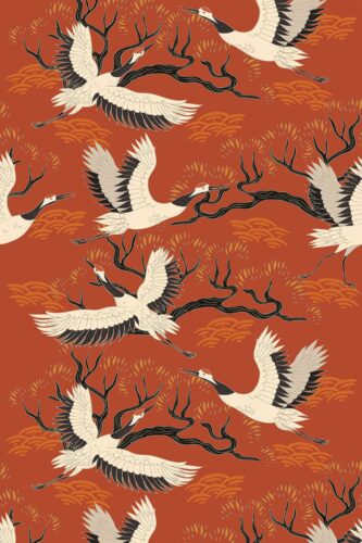 Fancy Walls peel and stick wallpaper with storks and branches