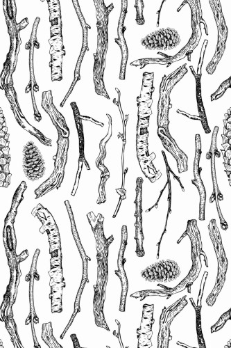 Pattern repeat of Branches removable wallpaper design