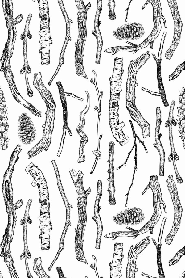 Pattern repeat of Branches removable wallpaper design