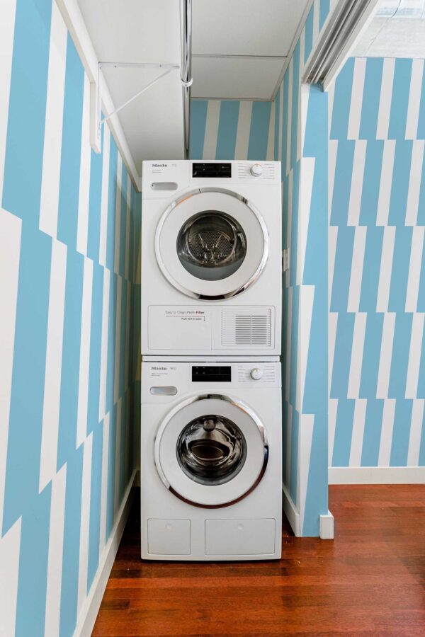 Fancy Walls self-adhesive wallpaper with crisp blue stripe pattern
