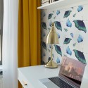 Scandinavian style home office decorated with Butterfly peel and stick wallpaper