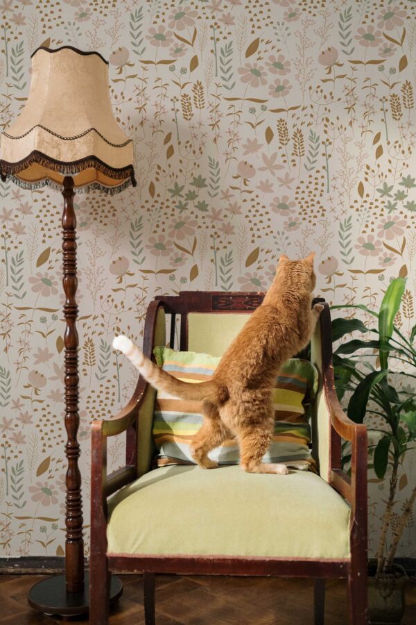 Fancy Walls removable wallpaper in soft hygge floral beige style