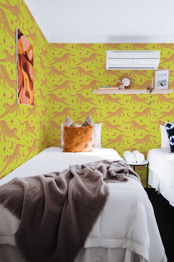 Chartreuse animal pattern self-adhesive wallpaper by Fancy Walls
